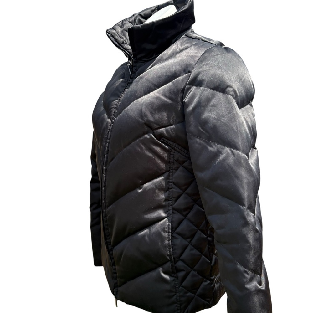 Kenneth Cole Reaction Black Puffer Jacket Women’s Small Quilted Down Fill - Picture 2 of 10